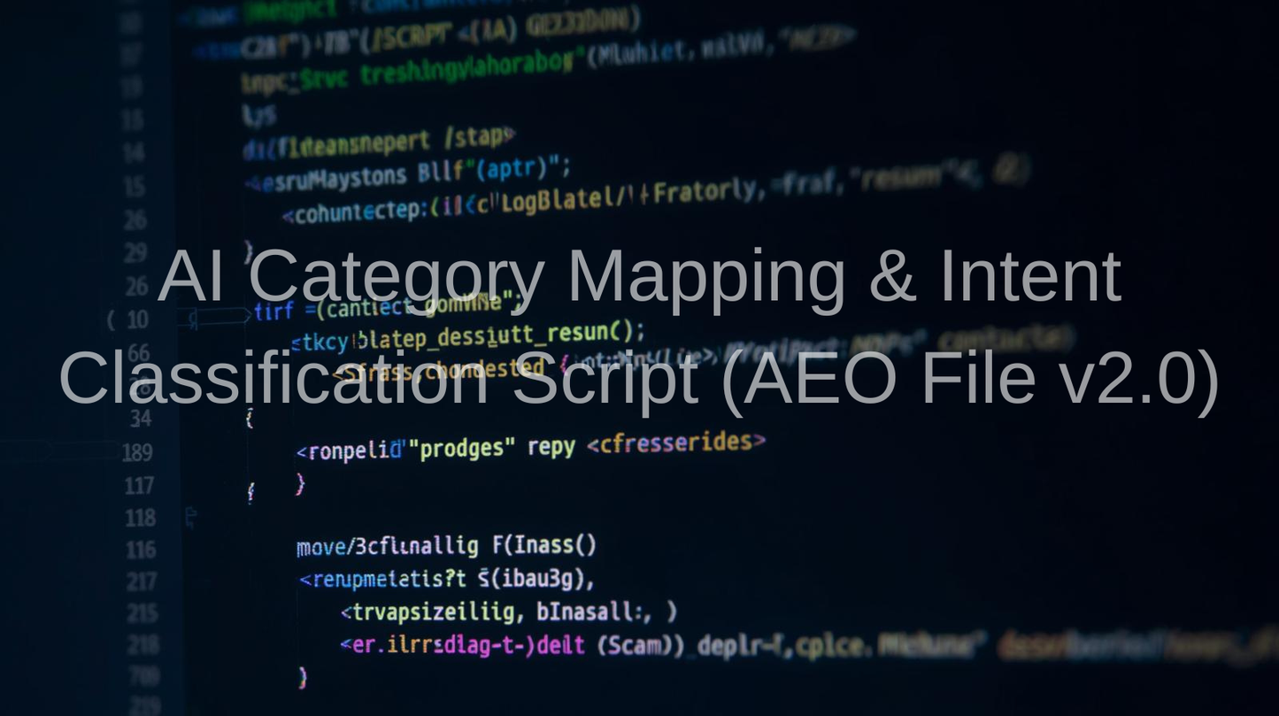 AI Category Mapping & Intent Classification Script (AEO v2.0) – Standard License - Flourish AEO Lab